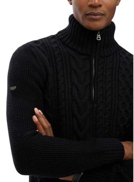 Camisola Superdry Jacob Cable azul marinho para homens.