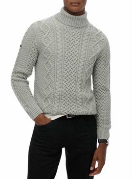 Camisola Superdry Jacob Cable cinza para homem