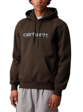 Moletom Carhartt com logotipo e capuz marrom para homem.