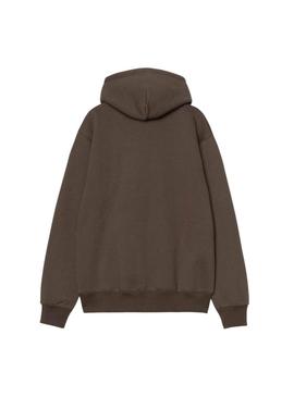 Moletom Carhartt com logotipo e capuz marrom para homem.
