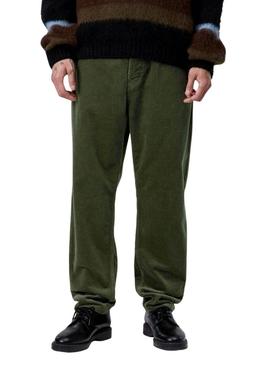 Calça Carhartt Newel de veludo cotelê verde para homem