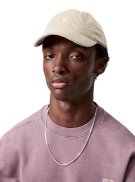 Boné Carhartt Harlem de veludo cotelê bege para mulher e homem