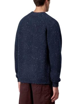 Camisola Carhartt Anglistic azul marinho para homem.