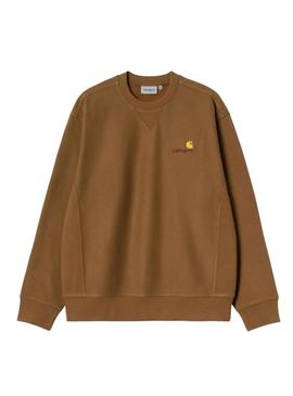 Moletom Carhartt American Script marrom para homem.