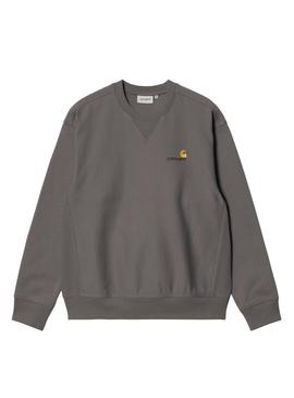Moletom Carhartt American Script cinza para homem.