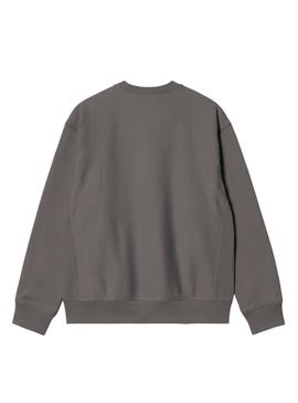Moletom Carhartt American Script cinza para homem.