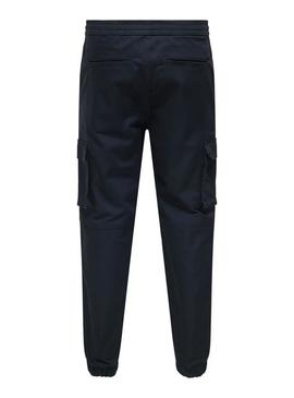 Calça Only and Sons Garda azul marinho para homem.