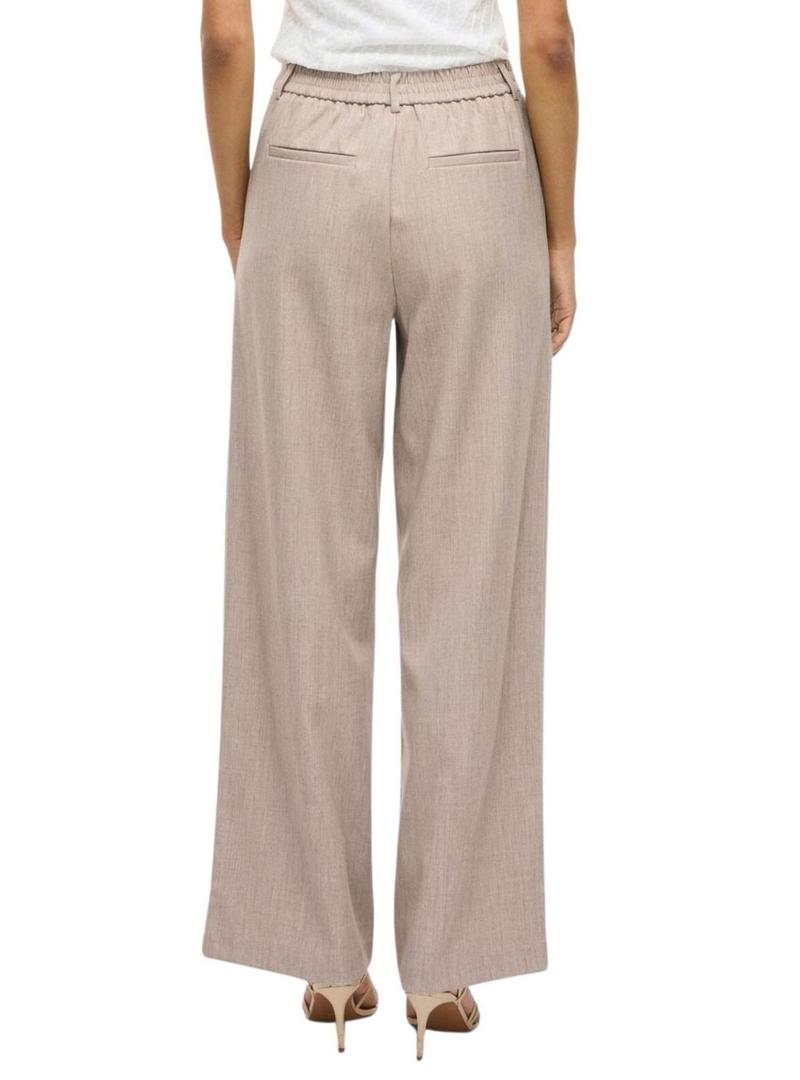Calça feminina Vila Vivarone bege.
