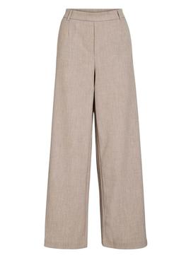 Calça feminina Vila Vivarone bege.
