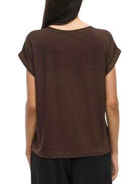 Top de cetim marrom da Vila Viellette para mulher.