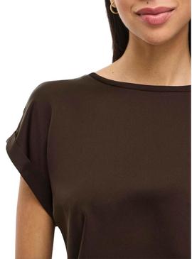 Top de cetim marrom da Vila Viellette para mulher.