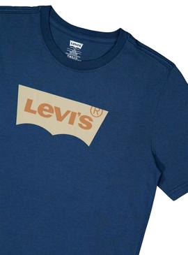 Camiseta Levis Batwing azul para crianças.