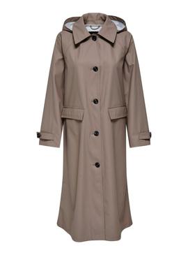Trench Only Capa de chuva de musgo bege para mulheres.