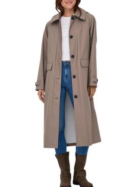 Trench Only Capa de chuva de musgo bege para mulheres.