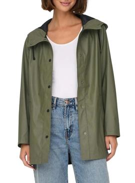 Capa de chuva Only Newellen verde para mulher.