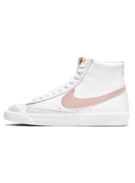 Tênis Nike Blazer Mid 77 branco e rosa para mulher