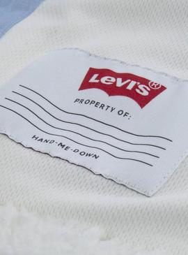 Jaqueta Levis Sherpa branca e azul para menina