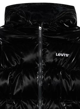 Jaqueta acolchoada Levis Shiny preta para menina.