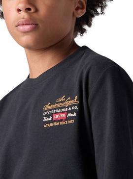 Camiseta Levis Legendary preta para criança.