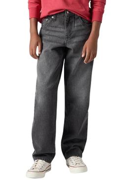 Calça de ganga Levis Stay Loose cinza para criança.