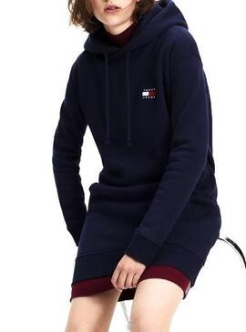 Dress Tommy Jeans Badge Hood Navy para Mulher