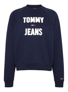 Sweat Tommy Jeans Logo Raglan Marino Mulher
