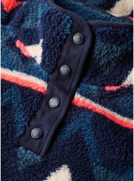 Polar Superdry Printed Henley étnico marinho para mulheres
