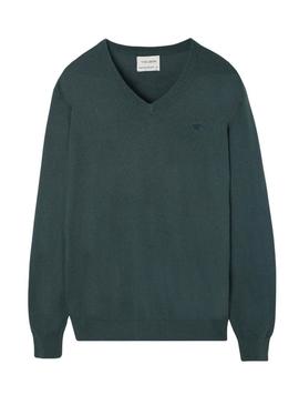 Camiseta Silbon Vneck verde para homem.
