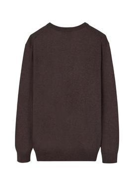 Jersey Silbon Vneck marrom para homem.