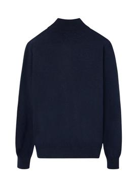 Camisola Silbon meio zíper azul marinho para homem