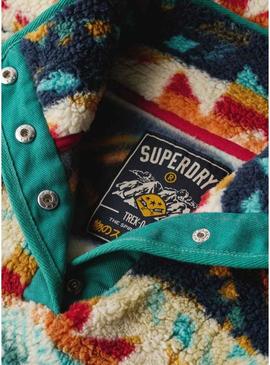 Polar Superdry estampado Henley étnico verde para mulher