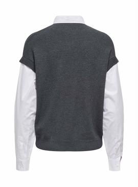 Camisola Only Payson combo camisa e colete cinzento para mulher