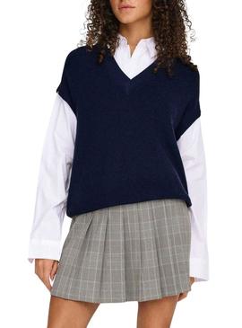 Camisola Only Payson combo camisa e colete marinho para mulher