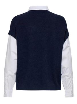 Camisola Only Payson combo camisa e colete marinho para mulher