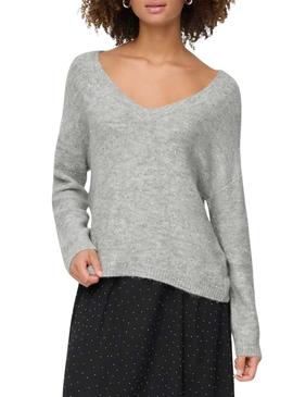 Camisola cinza clara com lantejoulas apenas para mulheres.