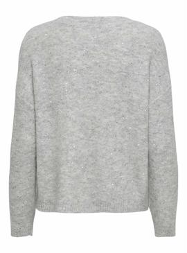 Camisola cinza clara com lantejoulas apenas para mulheres.