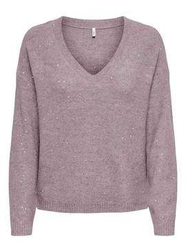 Camisola Only Onlarizona violeta com lantejoulas para mulher.