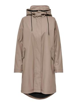 Capa de chuva Only Onlelisa camel para mulher