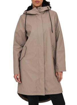 Capa de chuva Only Onlelisa camel para mulher