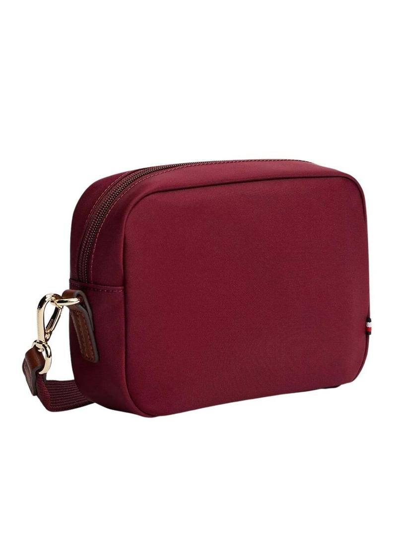 Bolsa Tommy Hilfiger Popette de nylon granate para mulher.