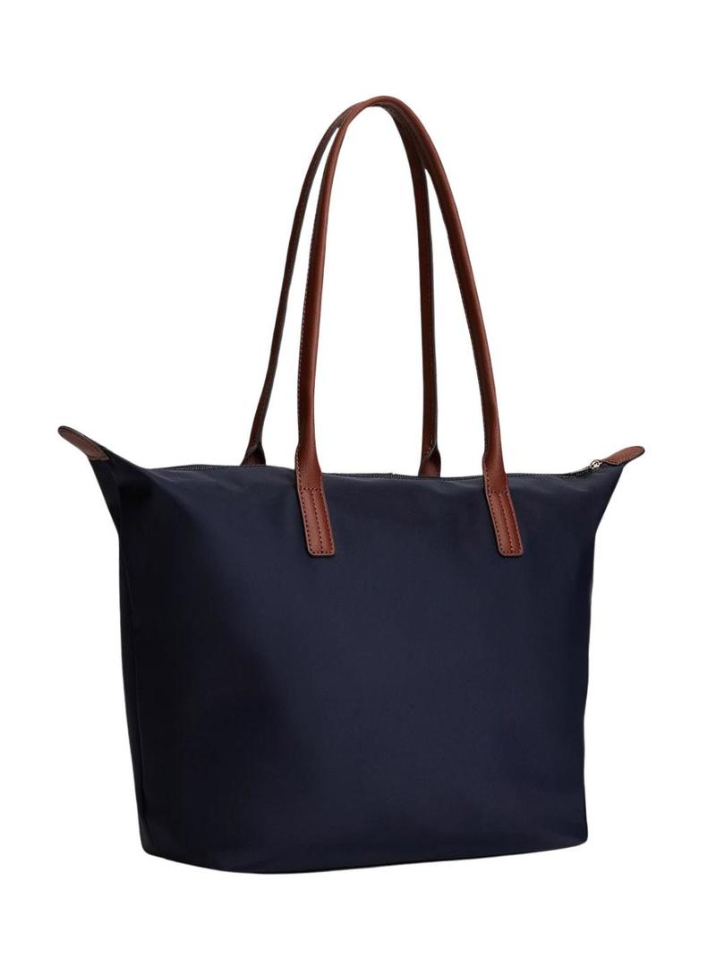 Retorna apenas a tradução para o português: Bolsa tote Tommy Hilfiger Popette corpo azul marinho para mulher.