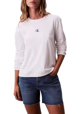 Camisa Calvin Klein Jeans Satin Ombre Graphic branca para mulher.