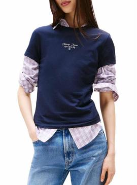 Camiseta Tommy Jeans Ess Logo azul para mulher