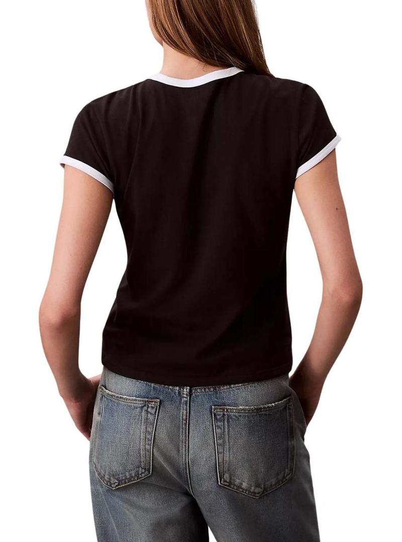 Camiseta Calvin Klein 1968 Graphic Baby preta para mulher.