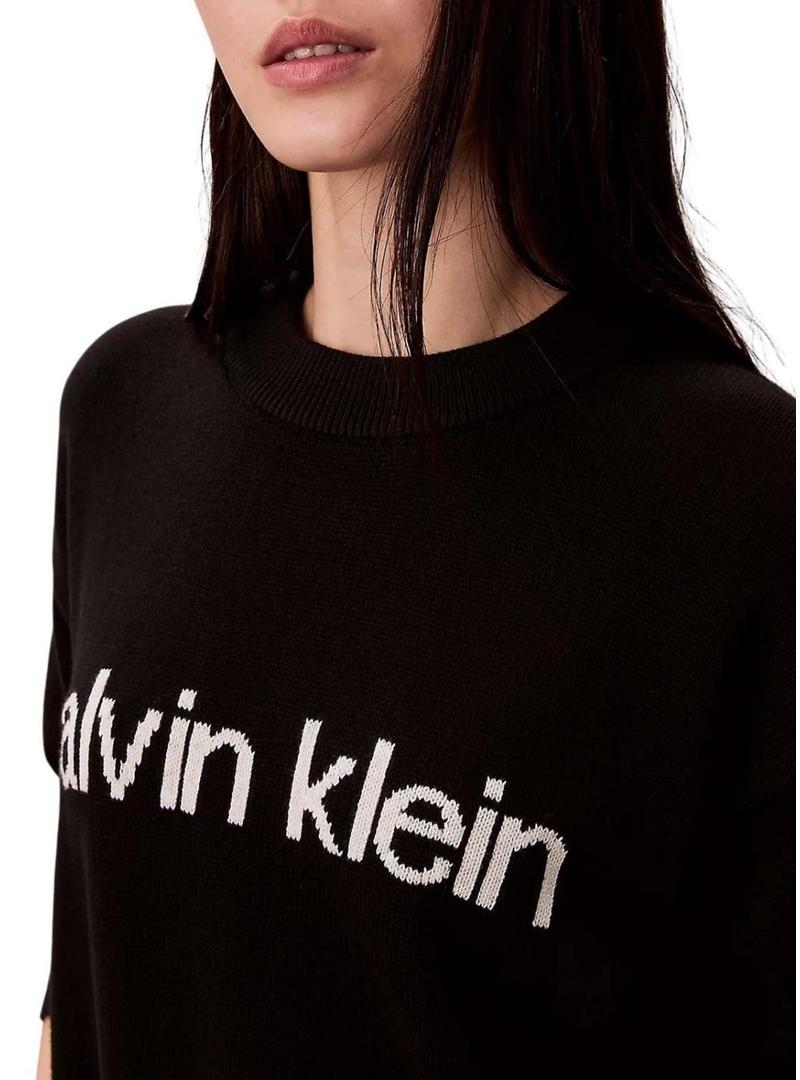 Camisa Calvin Klein Cotton Graphic preta para mulher.
