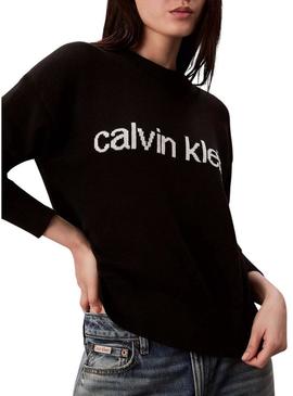 Camisa Calvin Klein Cotton Graphic preta para mulher.