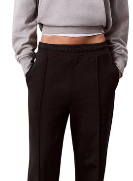 Calças Calvin Klein Jeans Archive Logo French Terry negras para mulher.