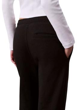 Calças Calvin Klein Jeans Archive Logo French Terry negras para mulher.