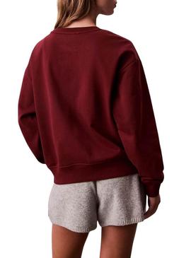 Moletom Calvin Klein Monólogo French Terry vinho para mulher.