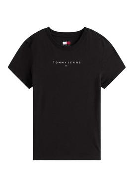 Camiseta Tommy Jeans Bling Linear preto para mulheres.
